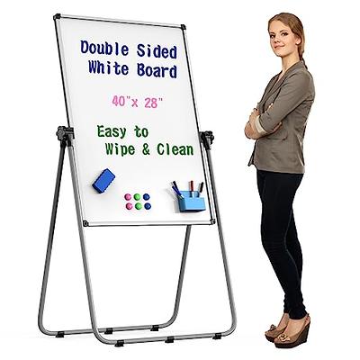 SUODUN Mobile Whiteboard,Rolling Magnetic Whiteboard 48 x 36 Inches, Height Adjust Double Sides White Board on Wheels, Dry Erase Board Easel with