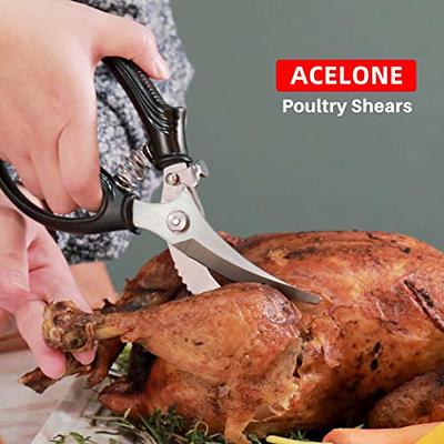 Acelone Poultry Shears - Heavy Duty Kitchen Chicken Shears With Anti-Slip  Handle & Safety Lock - Poultry Scissors for Meat, Game, Chicken, Bone