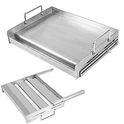 Universal Stainless Steel Griddle, Flat Top Grill with Removable Grease  Tray, Griddle for Gas Griddle, Telescopic Support to Accommodate Different