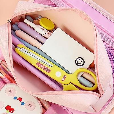  LaurelTree Kawaii Aesthetic Cute Pencil Case Bag Large Storage  High Capacity Stationery with 2 Compartments Pouch Box Holder Organizer  Office College School Adults Students Teens Girls Boys (Pink)… :  LaurelTree: Office