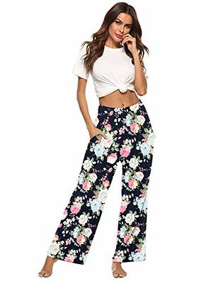 ZJCT Womens Yoga Pants with Pockets Sweatpants Comfy Loose Lounge Workout  Pajama Pants Pink Flower L - Yahoo Shopping