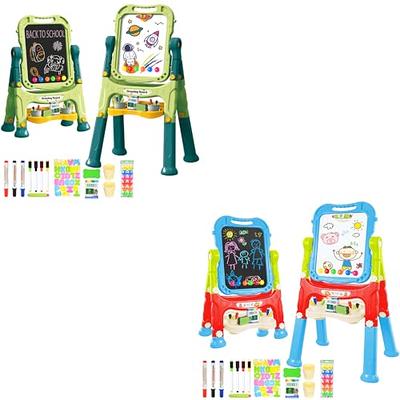 Lehoo Castle Easel for Kids, 4 in 1 Double Sided Kids Art Easel with  Magnetic White