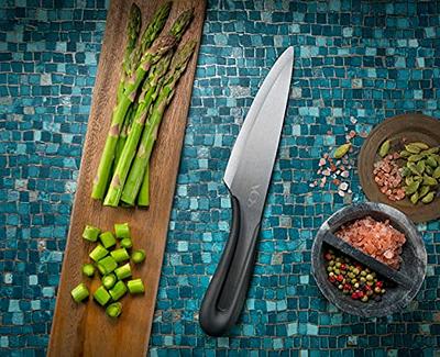 Vos Ceramic Knife Set with Covers 2 Pcs - 5 Santoku Knife, 3 Paring Knife and 2 Black Covers - Advanced Kitchen Knives for Cutting, Chopping