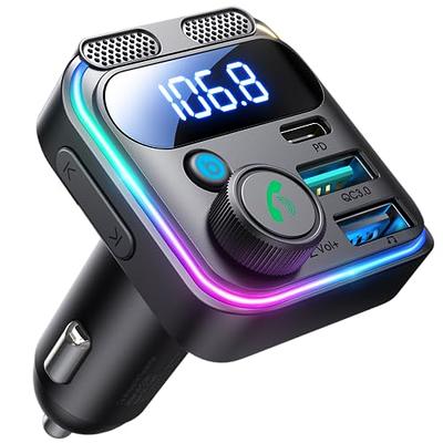 LENCENT Bluetooth 5.3 FM Transmitter,Full Metal Bluetooth car Adapter with  PD 20W & QC3.0 Fast Charger,Hi-Fi Music/Clear Calling car FM Bluetooth