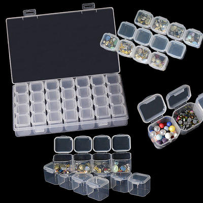 Clear Jewelry Box 6-Pack Plastic Bead Storage Container Earrings