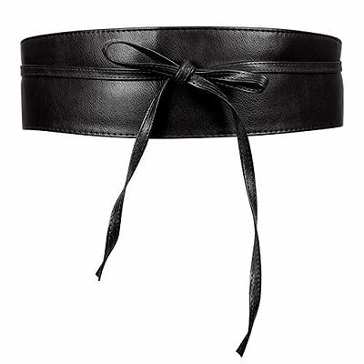 Women Obi Style Waist Belt Soft Faux Leather Wide Wrap Around