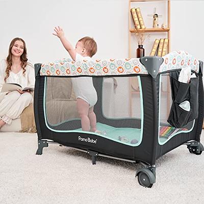 Pamo Babe Travel Foldable Portable Bassinet Baby Infant Comfortable Play  Yard Crib Cot with Soft Mattress, Breathable Mesh Walls, and Carry Bag, Gray