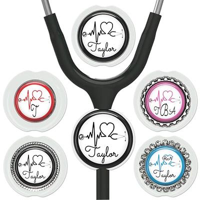  Stethoscope Name Tag - Pink Foral Heart Adjustable Yoke ID  Personalized with Name, Monogram - Add Unique Style with Custom Settings  (1½ inch(Mylar)/Yoke) : Handmade Products