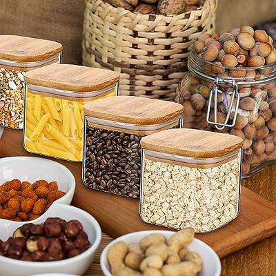 ComSaf Airtight Glass Food Storage Jars Set of 3, Clear Glass Food Storage  Container with Sealing Bamboo Wooden Lid, Stackable Spice Jar, Kitchen