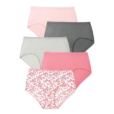 Plus Size Women's Cotton Brief 5-Pack by Comfort Choice in Rose
