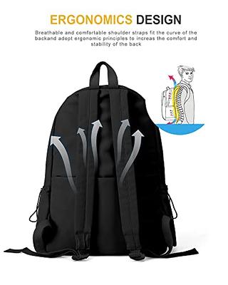 School Backpack Waterproof Black Bookbag College High School Bags For Boys  Girls Lightweight Travel Rucksack Casual Daypack Laptop Backpacks For Men  Women (Black ) 