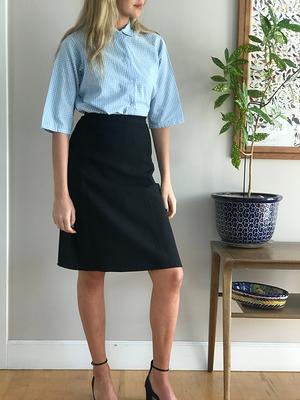 1950's Black Wool/Rayon Blend A-Line Skirt, Cut in Panels, Talon