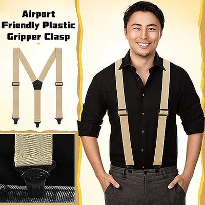 MENDENG Black Suspenders for Men Heavy Duty Clips X Back