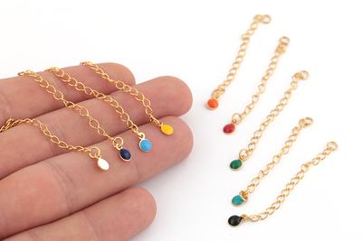 6 Necklace EXTENDERS GOLD Plated Curb CHAIN ~ 3 Long with Spring Ring Clasp