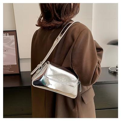Evening Bag Women Hobo Bag Clutch Y2k Sparkly Silver Purse Tote Handbag  Shoulder Party Bag Cute Metallic Bag Crossbody Bags
