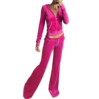 Women's 2 Piece Velour Tracksuit Set Heart Print Long Sleeve Zipper Hoodie  Cropped Jacket and Sweatpants Y2K Sweatsuit Set (B-Pink, Small) - Yahoo  Shopping