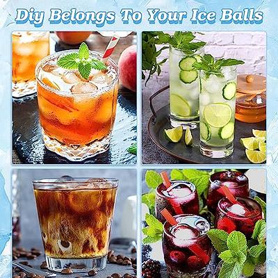 Ticent Ice Cube Trays (Set of 2), Silicone Sphere Whiskey Ice Ball Maker with Lids & Large Square Ice Cube Molds for Cocktails