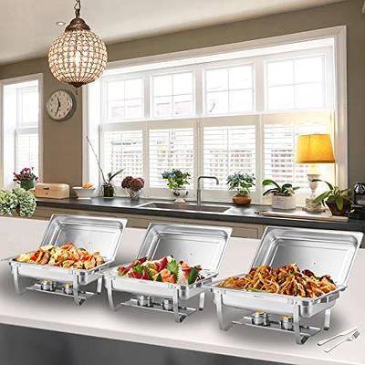 Disposable Chafing Dish Buffet Set, Food Warmers for Parties, Complete 33  Pcs of Chafing Servers with Covers, Catering Supplies with Full-Size Pans