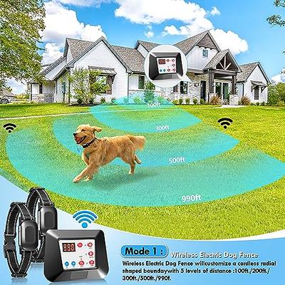 Electric Dog Fence System Pet Tone Shock Boundary Containment Water  Resistant Collar Receiver Wireless Dog Fence Outdoor for Small Medium Large  Dog