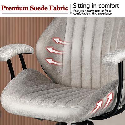 OVIOS Suede Fabric Ergonomic Office Chair High Back Lumbar Support