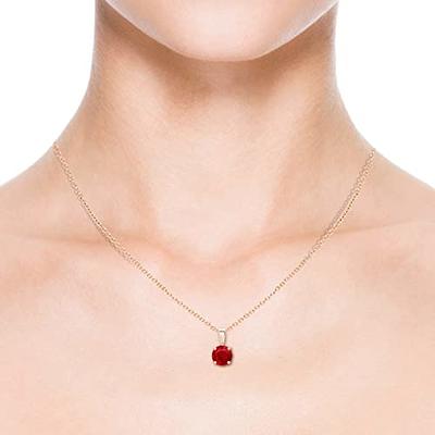 Angara Natural Ruby Solitaire Pendant Necklace for Women, Girls in