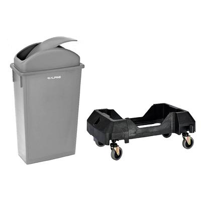 Alpine Industries 40 gal. Gray Stone All-Weather Outdoor Commercial Trash Can with Lid and Ashtray