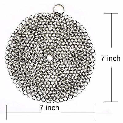 316 Stainless Steel Cast Iron Skillet Cleaner Cast Iron Scraper Chainmail  Scrubber for Cast Iron Pans, Pre-Seasoned Pans, Griddle Pans, BBQ Grills