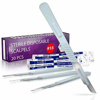 KIMRDIABTE 10Pcs STERILE Scalpel Blades #10 with Scalpel Handle Suitable  for Dermaplaning Cutting,Pedicure, Crafts,Modelling,Medical,Surgical