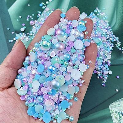 Pinhoollgo 80g Mix Flatback Pearls Rhinestone for Crafts, Mixed