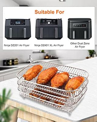 Air Fryer Rack for Ninja, Air Fryer Multi-Layer Double Basket Air Fryer Accessories Stainless Steel Grilling Rack Cooking Rack Toast Rack for Oven