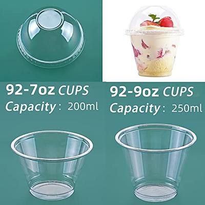 100pcs 250ml Fruit Cups With Lid Small Lids Dome Ice Cream Yogurt  Containers Baking Supplies For Kids Parfait- Disposable Dessert Cups Clear Salad  Cup