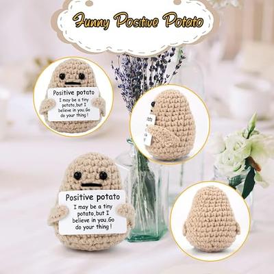 Funny Positive Potato 3 inch, Handmade Knitted Potato Toy Positive Card  Cute Wool Positive Potato Crochet Doll Cheer Up Gifts 
