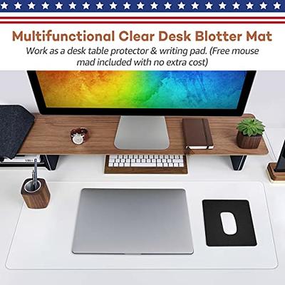 RostiKong Upgraded Clear Desk Pad Blotter 17'' x 36'' Transparent Laptop  Desk Mat for Desktop Office Writing Desk Protector Mat PVC Table Pad  Waterproof Plastic Table Cover Protector with Mouse Pad 