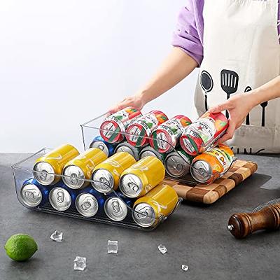 4 Pcs Plastic Portable Soda Can Organizer for Refrigerator Organizer Bins  Drink Storage for Fridge Soda Can Holder for Refrigerator Beer Can Racks  Drink Can Dispensers for Beverage Pantry Fridge Shelf 