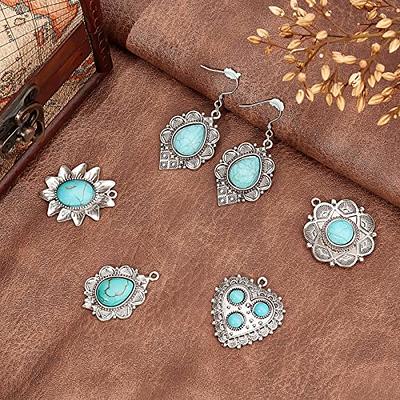 PH PandaHall 12pcs Synthetic Turquoise Charms 6 Styles Tibetan