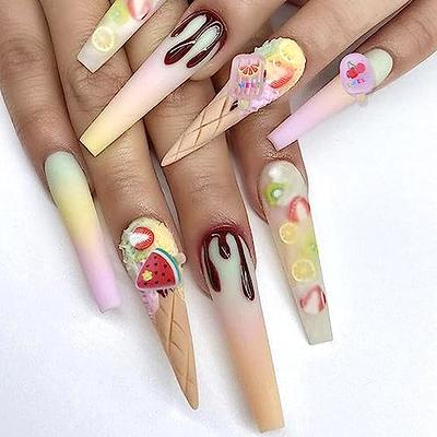 50pcs Mixed 3d Cute Charms For Acrylic Nail Ice Cream Candy Nail