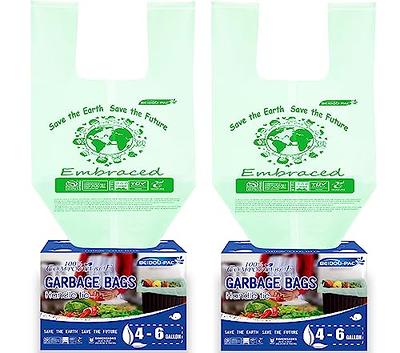 100 Pack] 4 Gallon Compostable Trash Bags - Drawstring Unscented