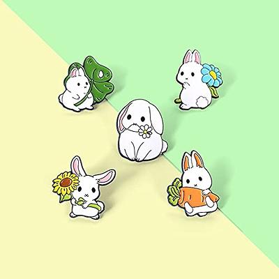  4 Pcs Cute Enamel Lapel Pins Sets Cartoon Animal Plant