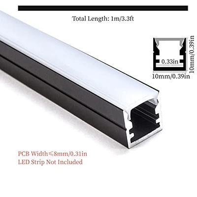 KSDLMPA 10 Pack 1m/3.3ft Black LED Aluminum Channel with Milky White PC  Cover U Shape 10x10mm, Led Strip Light Track with End Caps and Mounting  Clips for Indoor Led Strip Lights 