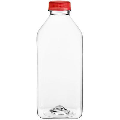 12 oz. Milkman Square PET Clear Juice Bottle with Lid