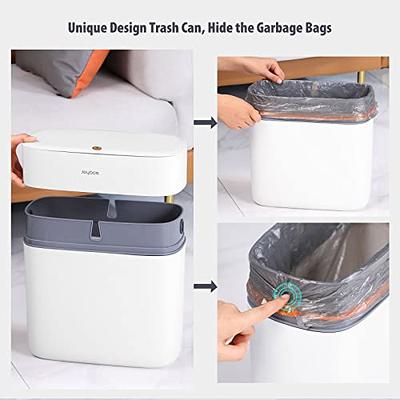 rejomiik Small Trash Can, 3.5 Gallon Slim Garbage Can Plastic Waste Basket  with Handles Container Bin for Narrow Spaces Bathroom, Bedroom, Kitchen