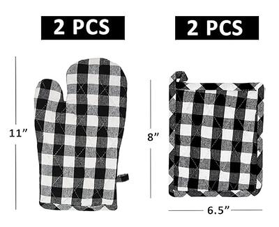 Black Buffalo Check Kitchen Towels And Dishcloths Set White and Black Plaid  100% Cotton 8 Piece