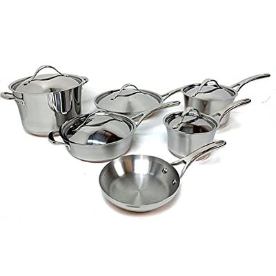 OXO Mira 3-Ply Stainless Steel Cookware Pots and Pans Set, 10-Piece - Yahoo  Shopping