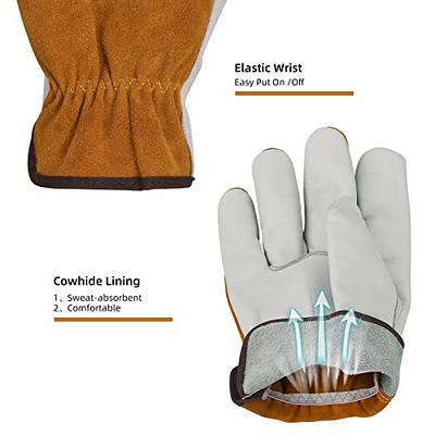 OZERO Leather Work Gloves Flex Grip Tough Cowhide Gardening Glove for Wood Cutting/Construction/Truck Driving/Garden/Yard Working for Men and Women 1