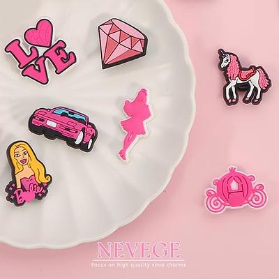 NEVEGE Pink Shoe Charms for Girls Women 28 PCS Pink Shoe