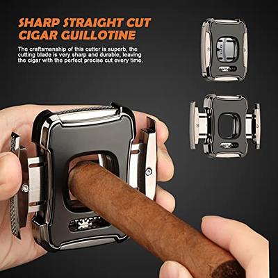XIFEI Cigar Cutter V-Cut Guillotine 3 in 1 Straight Cut V Cutter with Cigar  Punch Stainless Steel Blade Ergonomic Design Secure-Lock Cigar