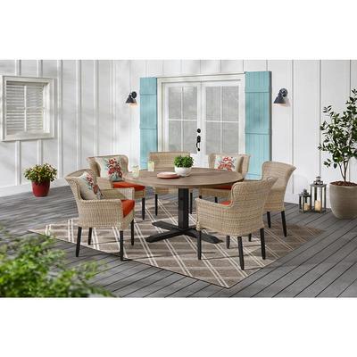 Hampton Bay Grayson 5-Piece Brown Wicker Outdoor Patio Small Space Seating Set with Sunbrella Henna Red Cushions
