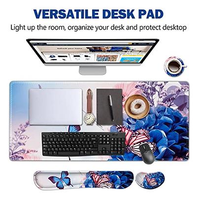 Keyboard Mouse Pad Set, XXL Large Desk Pad+Keyboard Wrist Rest+Mouse Wrist  Cushion Support, Ergonomic Memory Foam, 35.5 x 15.7 Extended Mousepad,  for Office and Gaming