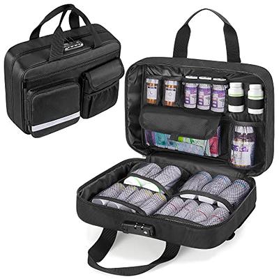 CURMIO Medicine Storage Bag Empty, Lockable Pill Bottle Organizer