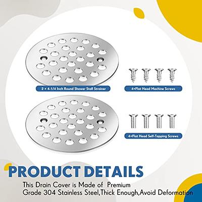 Therwen 2 Set Screw in Shower Strainer Drain Cover 4-1/4'' Stainless Steel  Floor Drain Cover Bathtub Drain Strainers Replacement, Strainer Grid,  Including Screws (Silver) - Yahoo Shopping